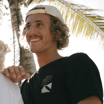 Guy wearing radiance white waves t-shirt