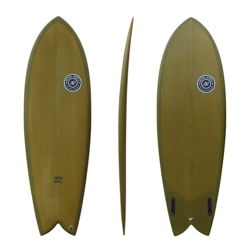 Front Side Back view  darkgreen TwinsBros EnjoyTwin Surfboard