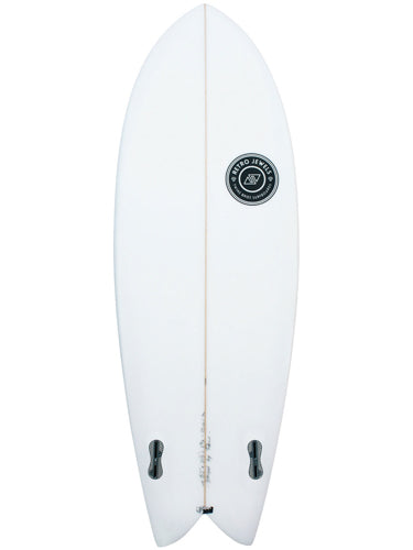 Back view  white TwinsBros EnjoyTwin Surfboard